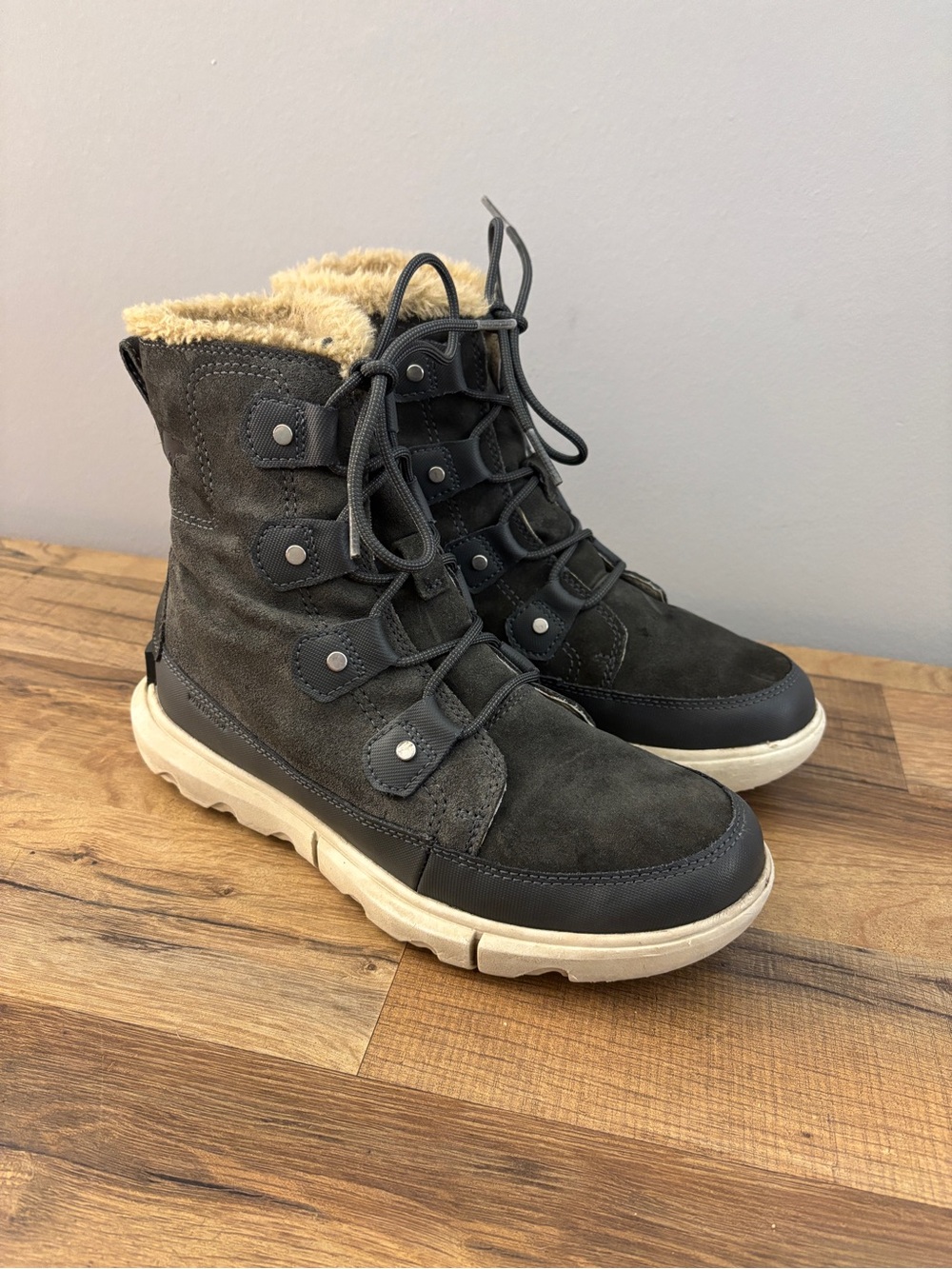 Sorel Explorer II Joan Dual Zip Waterproof Insulated Winter Snow Boots Gray